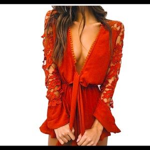 Long Sleeve Lace Romper